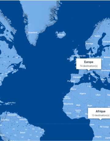 Carte des destinations depuis Lyon