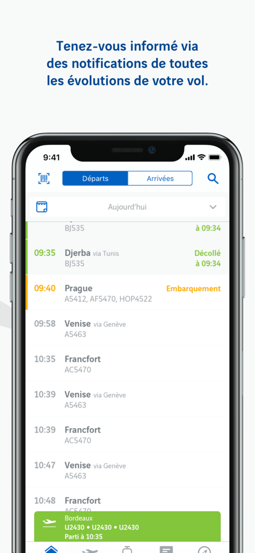 Ecran application Lyon Aéroport iPhone X