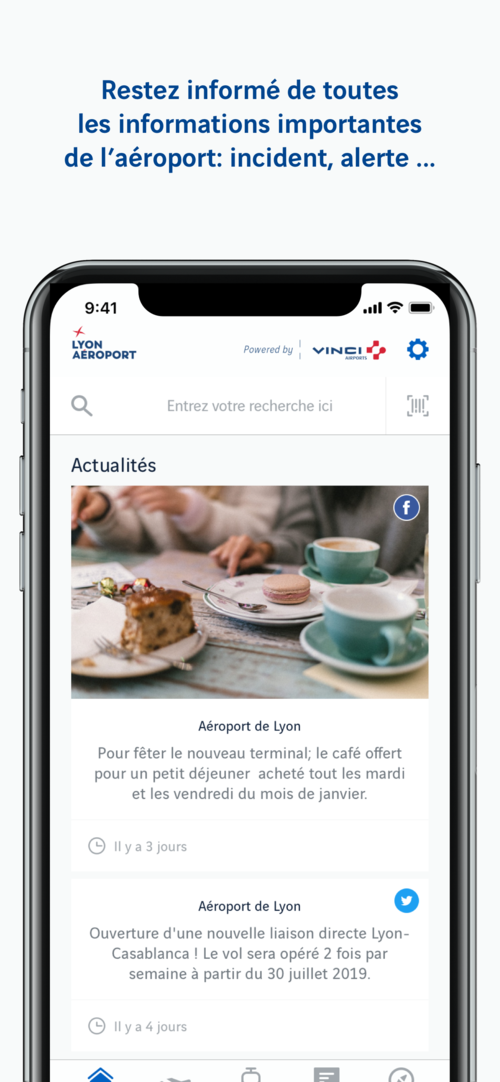 Ecran application Lyon Aéroport iPhone X