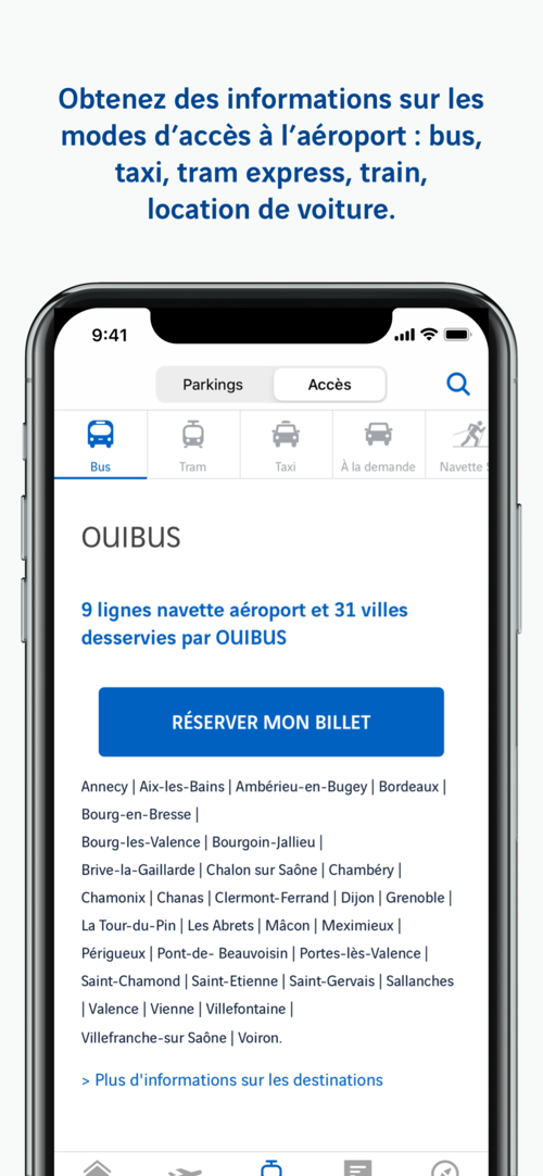 Ecran application Lyon Aéroport iPhone X