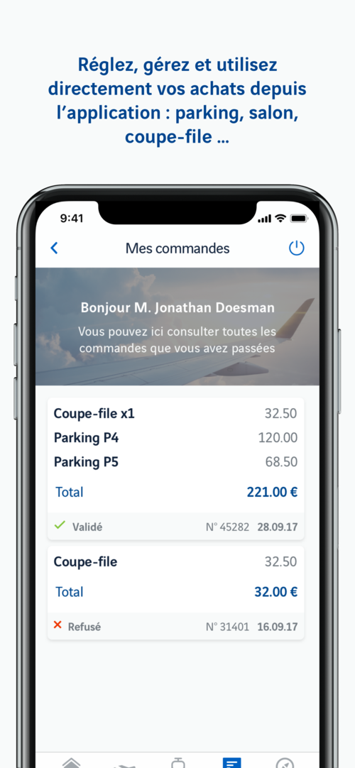Ecran application Lyon Aéroport iPhone X