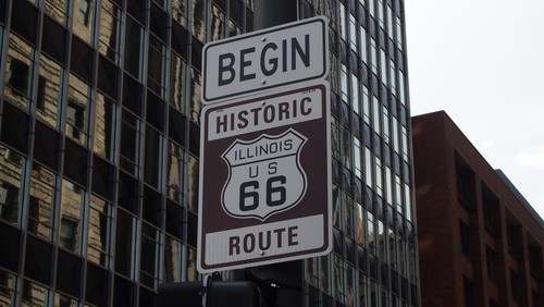 Départ de la route 66 à Chicago