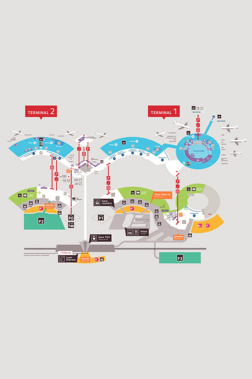 Les plans interieurs de l'aéroport de Lyon